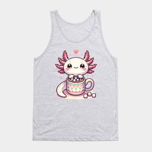 Cute axolotl drinking hot chocolate Tank Top